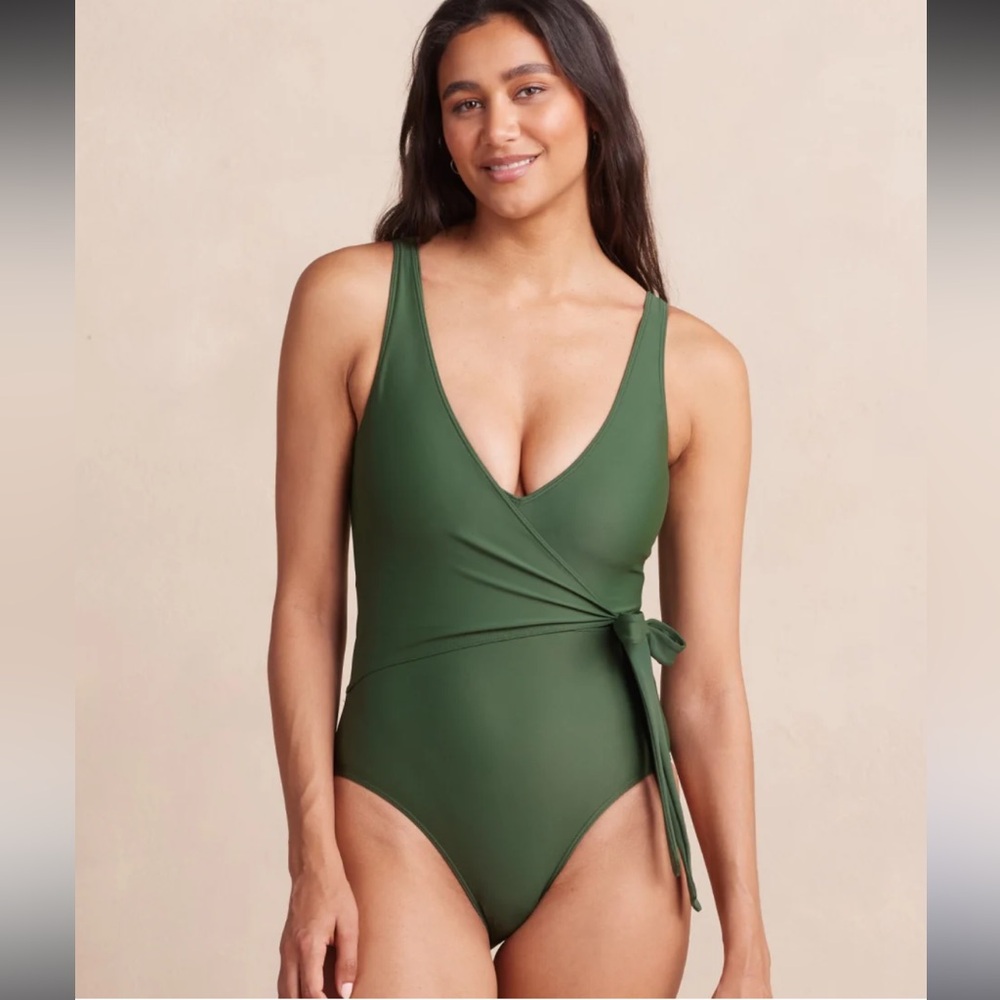 SUMMERSALT, The Perfect Wrap One-Piece Swimsuit in Olive Green Color, Sz 6, NWOT